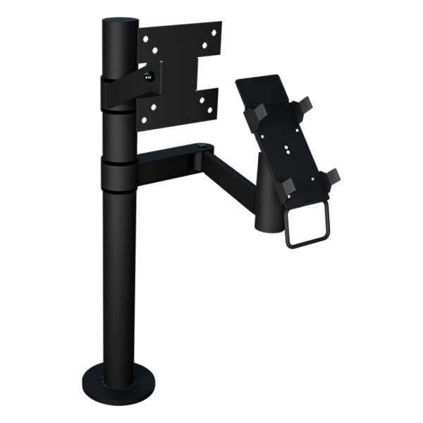 sk_НАБОР Стойка с кроншт.для монитора(вынос 0мм) и для держат.пин-пада на шарнире,Муар,RAL9005 Черный