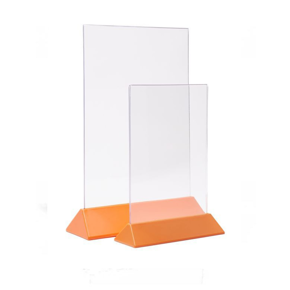 03_Тейбл-тент пластик, вертик трапецевидное оранжевое основание