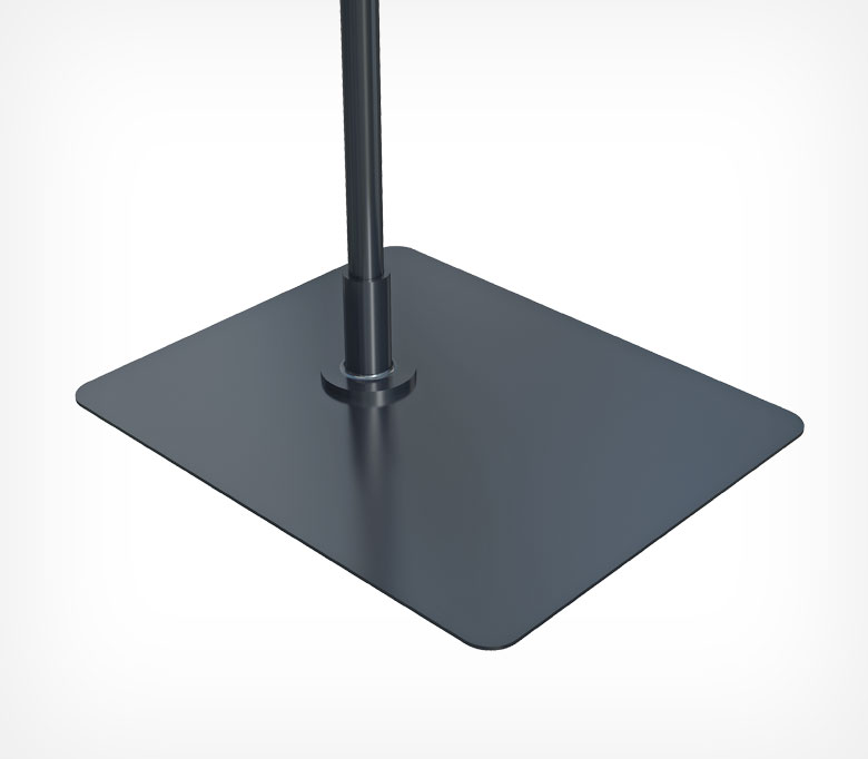 02_Подставка прямоугольная металлическая BASE-ML цвет ЧЕРНЫЙ с пеньком для трубки 12мм