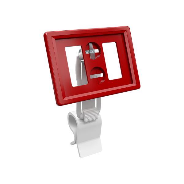 sk_Рамка ТЕХНО А8 красная, белый держатель TECHNO CL-UNBO 40мм