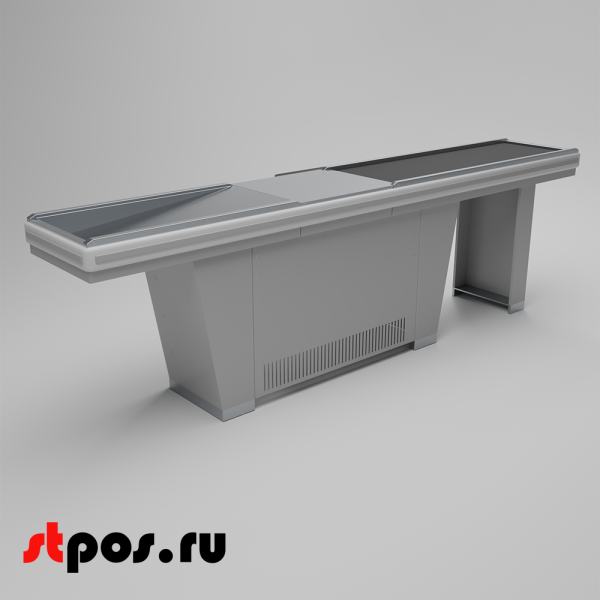 00_Кассовый бокс Stream-L-320-Т150 (тр-р 150см,шл_нерж.,б_выр_,уз_нак.), RAL9022, Серый, Правый