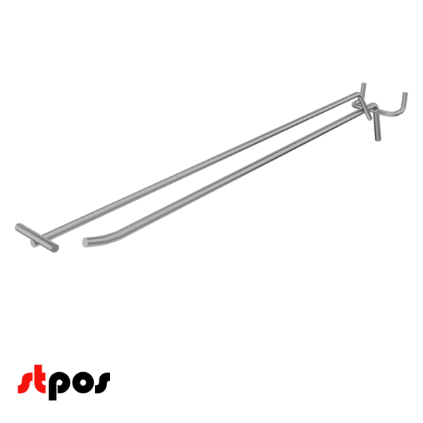 02_Крючок для перфорации одинарный с ценникодержателем 400мм, цинк-хром, d5d4, шаг 45