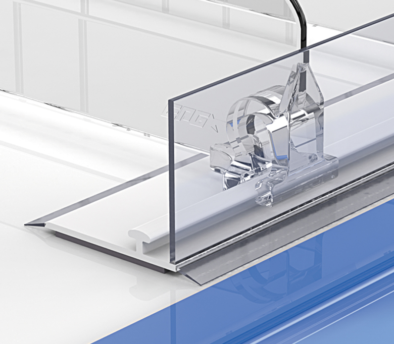 02_Пластиковый передний ограничитель высотой 30 мм с Т-профилем L-RAIL30 с магнитным скотчем 1000мм