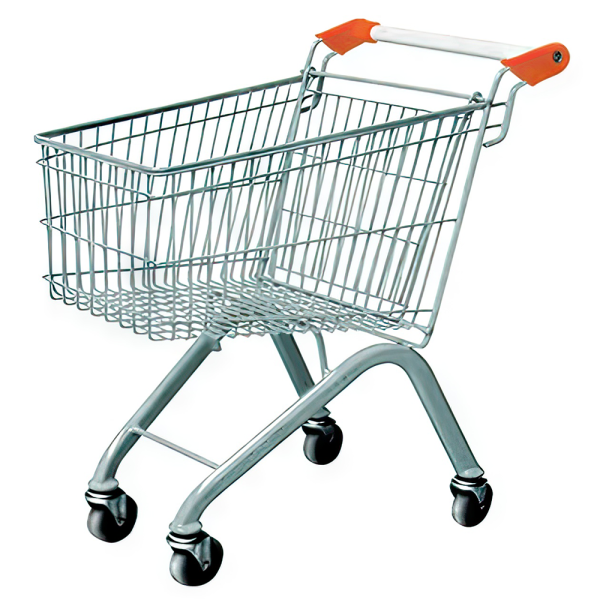 stpos_Тележка покупательская 60 литров, цинк+лак, без детского сидения (европейский тип), Оранжевый