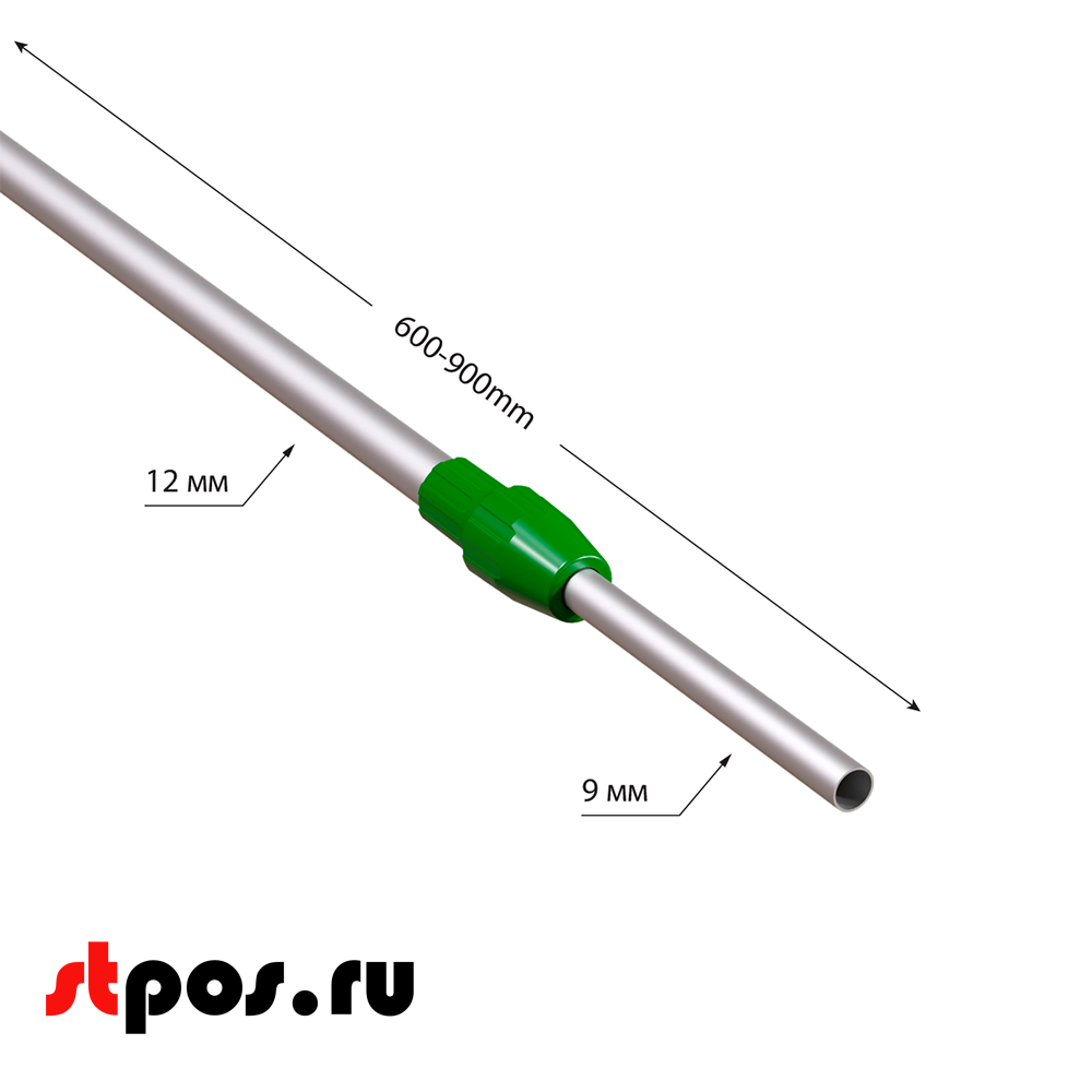 02_Трубка алюминиевая телескопическая TEL-LOCK-ALUTUBE 600-900 мм, цвет серый, переходник зеленый