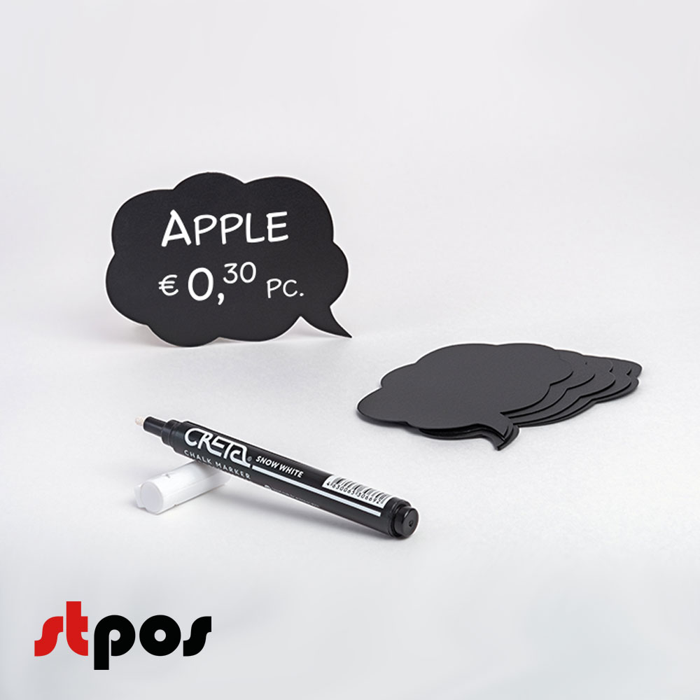 00_Набор меловых табличек CLOUD Облачко (меловой ценник А7-20шт,маркер-1шт)