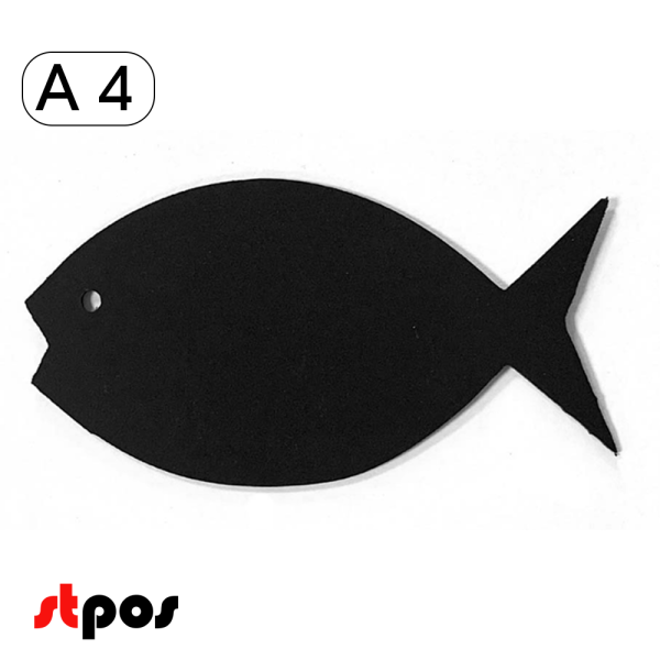 00_Меловой ценник-фигура РЫБКА для нанесения меловым маркером, А4, толщина ПВХ 3мм, черная
