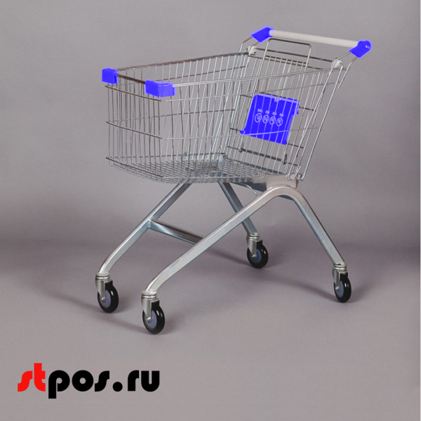 00_Тележка покупательская 100л, 820х540х910 мм, цинк-лак, (европейский тип), с детским сиденьем, Синий