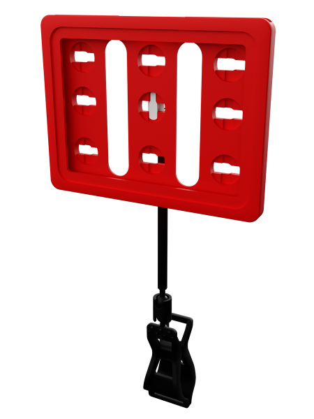 sk_Рамка ТЕХНО А7 красная, черный держатель TECHNO FX-CLIP, ножка 100мм