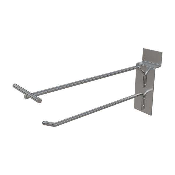 sk_Крючок для экономпанели одинарный с ценникодержателем (ц/д приварен отдельно) 200мм, d5мм, Хром