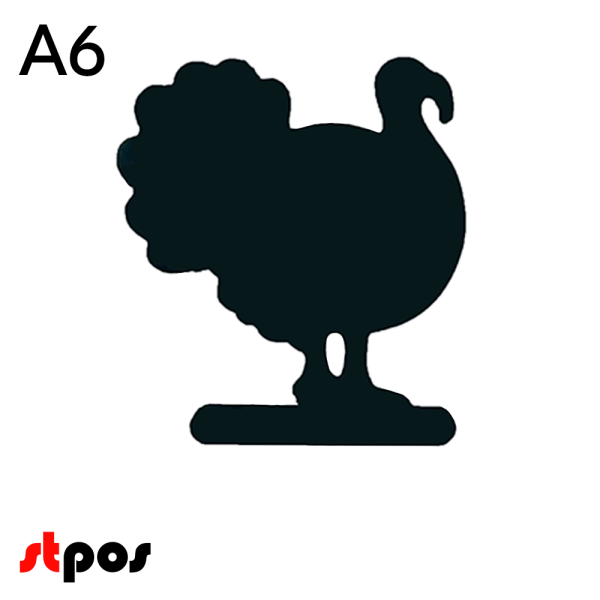 00_Меловой ценник-фигура ИНДЮК для нанесения меловым маркером,110х120мм (А6), толщина ПВХ 3мм, черная