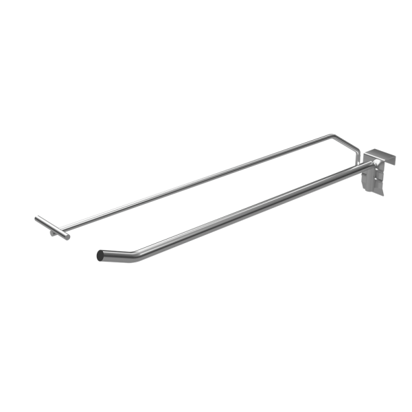 sk_Крючок для штанги 30х15 (профиль) одинарный 300мм с ценником, покрытие цинк-хром, d8/d4