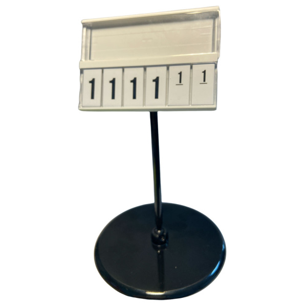 1_Кассета цен А8 БЕЛАЯ regular на ЧЕРНОМ держ.100мм на большой круг.подстав.PC-BASE-XL-CLIP-А8-100