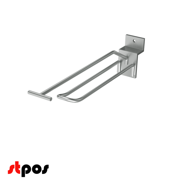 00_Крючок для экономпанели двойной с ценникодержателем 100мм, d4d3, цинк-хром