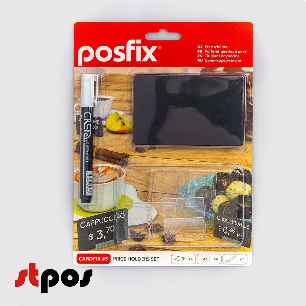 01_Набор держателей ценников CARDFIX 5 (меловой ценник А7-6шт, маркер-1шт, держатель ценника-6шт)