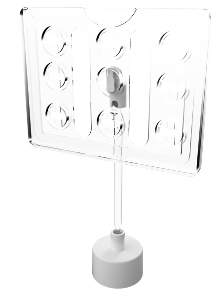 sk_Рамка ТЕХНО А7 прозрачная, белый держатель TECHNO BOTTLE CAP 28 мм, ножка 100мм