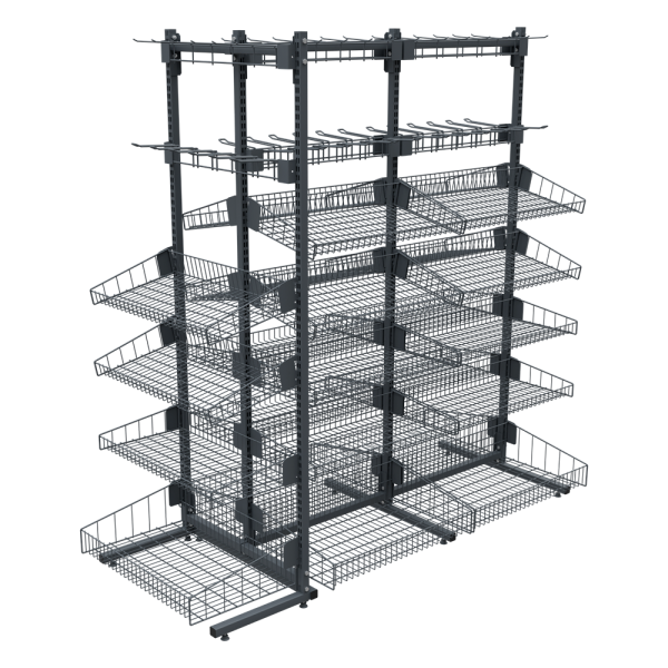 sk_НАБОР Стеллаж прикассовый двухсторонний+торцевой 1780х700мм, h 1780мм, Муар, RAL7024 Серый,спец.цвет