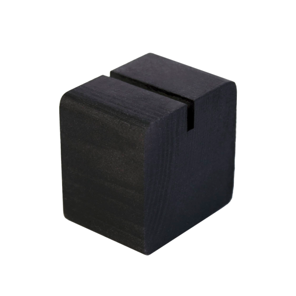 sk_Держатель ценника деревянный, 30х40х40 мм, прямая прорезь 3 мм, черного цвета