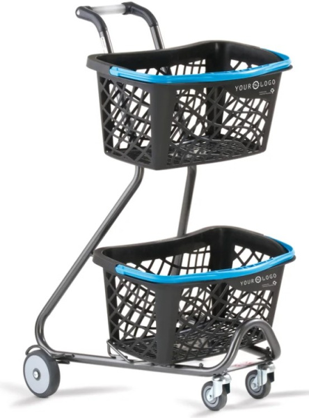 Тележка-подставка для двух пластиковых корзин Pick-up GT26 460-590х520-600х890-1000 мм, Серая