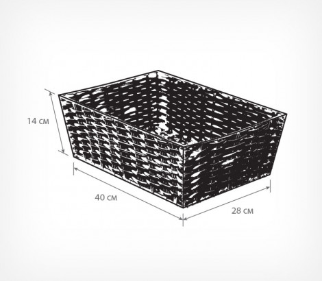 04_Схема лотка плетеного из полиротанга Палермо, ширина 280мм, глубина 400мм, высота 140мм