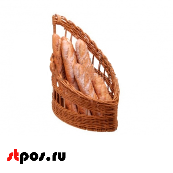 00_Корзина пластиковая, плетеная, овальная, для выкладки продукции, 450х240х500мм, Коричневая