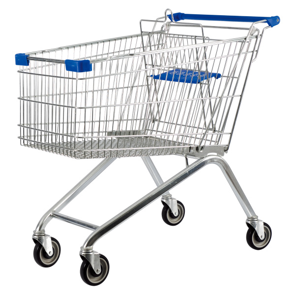 1_Тележка покупательская 240 литров, цинк+лак, c детским сидением (европейский тип), Синий