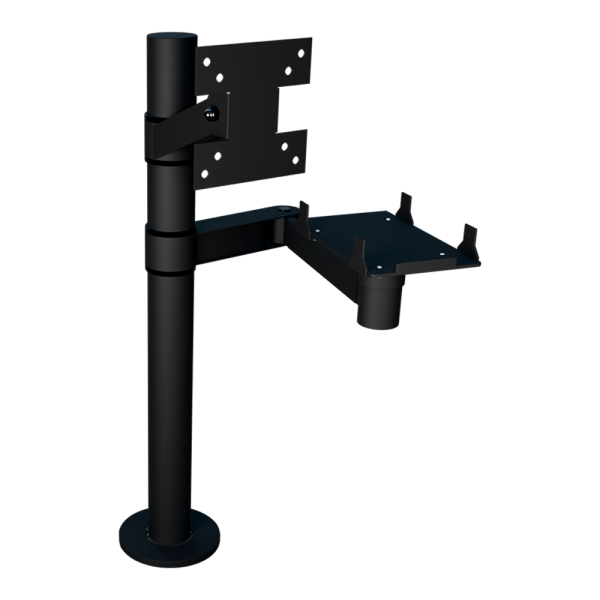 sk_НАБОР Стойка с кронштейном для монитора (вынос 0 мм) и для держателя принтера на шарнире, Муар, RAL9005 Глубокий черный