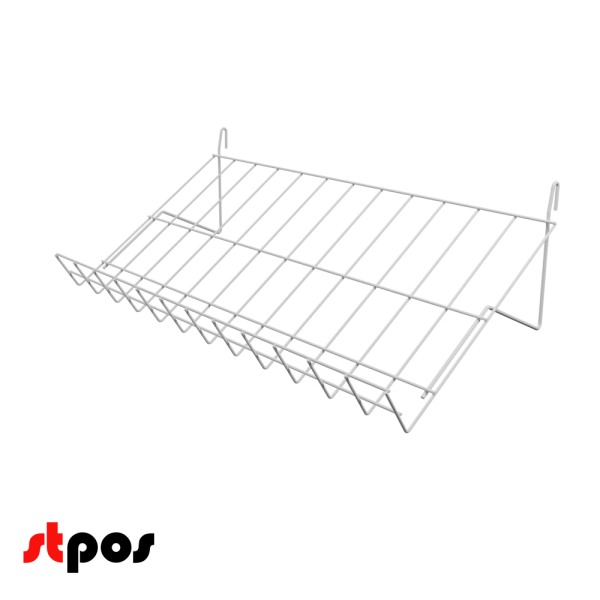 00_Полка наклонная 30°, 300х600х60 мм, расстояние между зацепами 580 мм, RAL9016, Белый