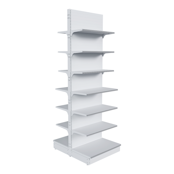 stpos_НАБОР стеллаж 25 70 ГЛУХОЙ островной 2600х800х500 14 полок, ценникодержатели