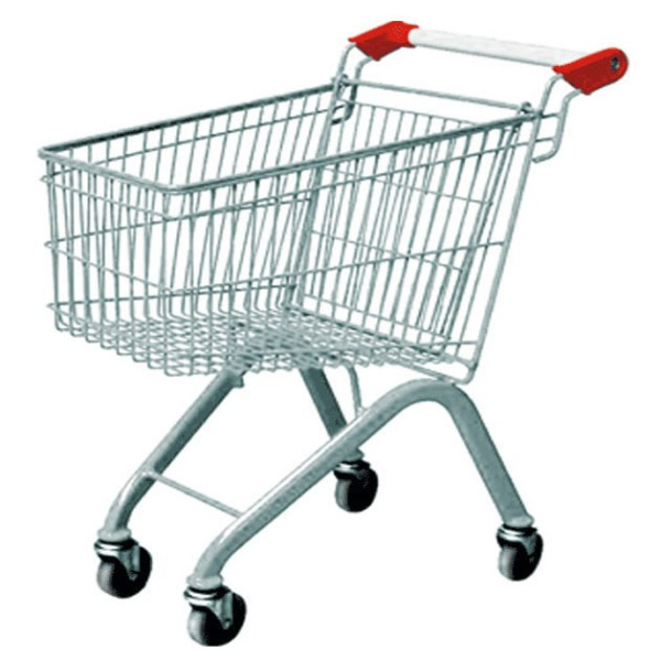 1_Тележка покупательская 60 литров, цинк+лак, без детского сидения (европейский тип), Зеленый