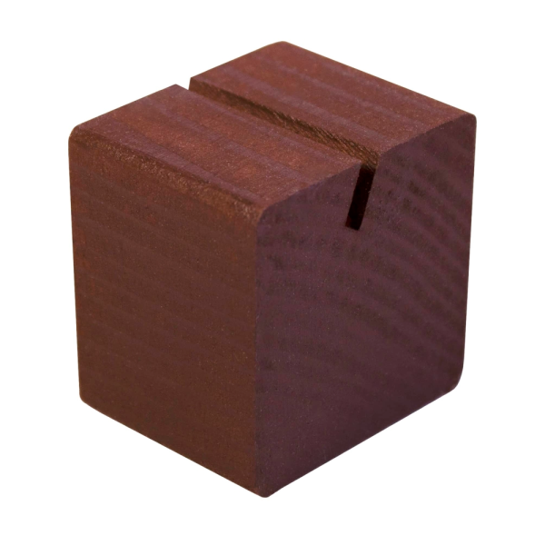 sk_Держатель ценника деревянный, 30х40х40 мм, косая прорезь 3 мм, темного цвета