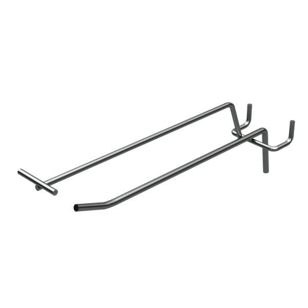 sk_Крючок для перфорации одинарный с ценникодержателем 200мм, цинк-хром, d5/d4, шаг 45