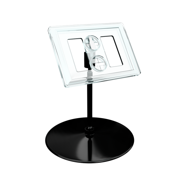 sk_Рамка ТЕХНО А8 прозрачная, черный держатель TECHNO BASE-XL 90мм, ножка  50мм