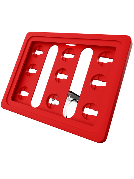 sk_Рамка ТЕХНО А7 красная, прозрачный держатель TECHNO COIL CLIP