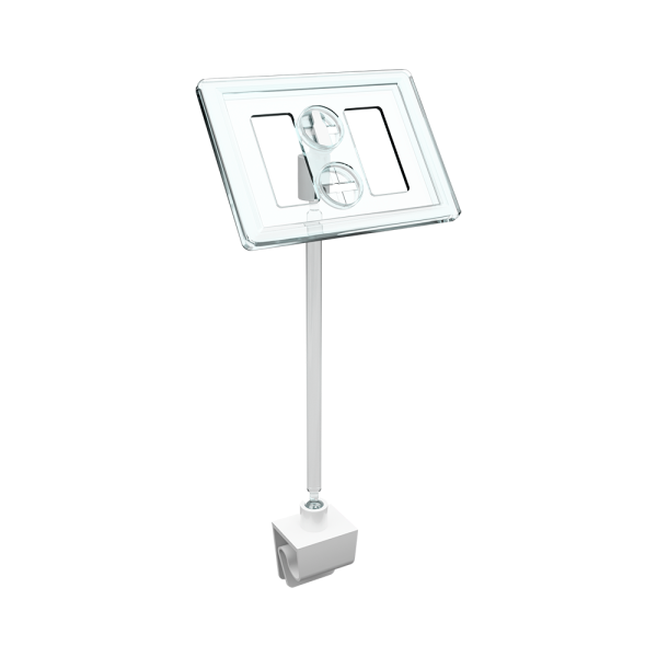 sk_Рамка ТЕХНО А8 прозрачная, белый держатель TECHNO CL, ножка 100мм