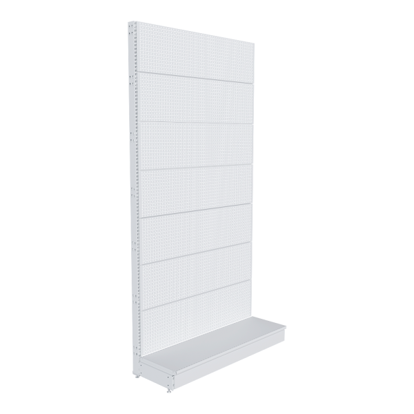 stpos_НАБОР Стеллаж 25 70 ПЕРФОРИРОВАННЫЙ пристенный2600х1330хо400, 1 полка + плинтус, RAL9016, Белый
