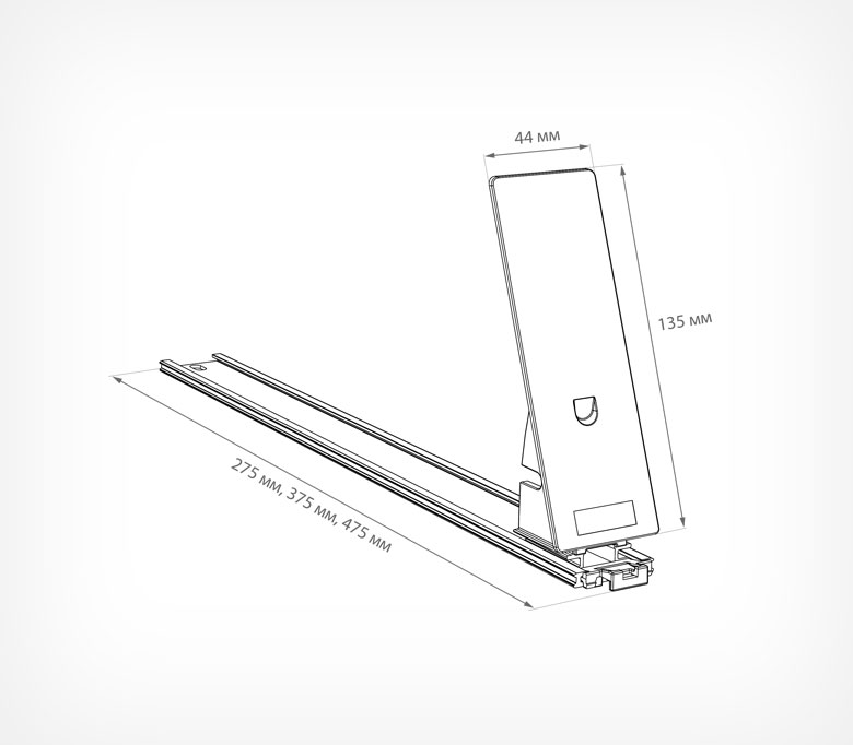 07_Пружинный толкатель наклонный 44х132мм FORTA GROSSA-0 10-14N, 10-14 ньютонов без ограничителя 385мм