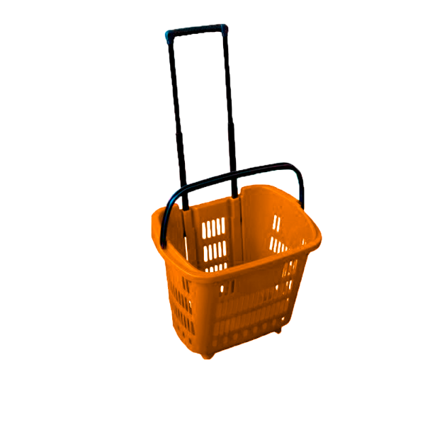 sk_Корзина тележка пластиковая 2 колеса 34л, 2 ручки, Оранжевый, OR