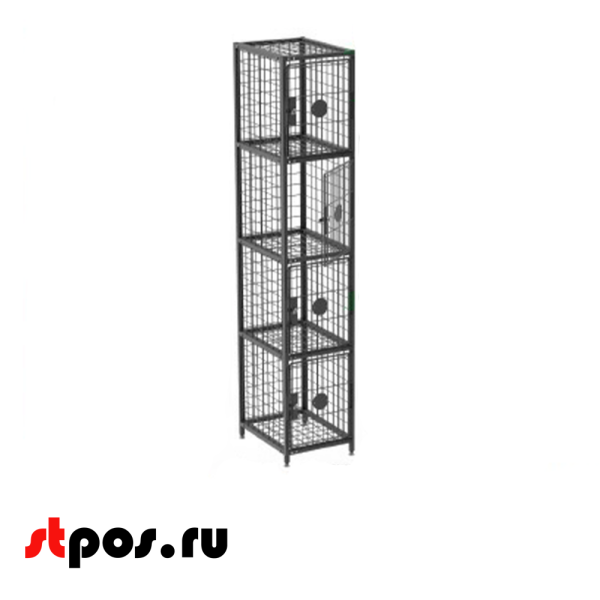 00_Шкаф сумочный сетчатый 355х455 мм, h 1800 мм, Тип 3 (Отдельно стоящий),Матовый,RAL9005