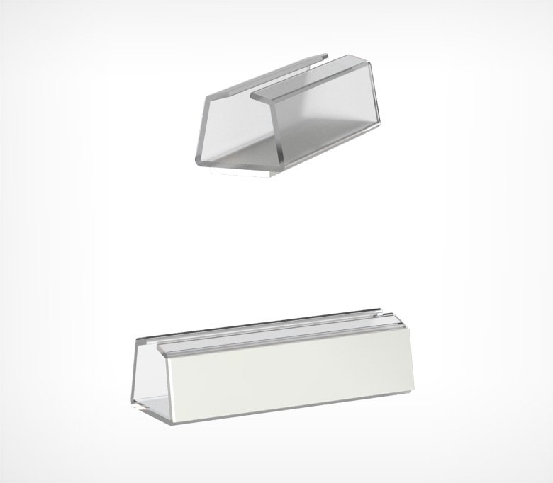 01_Клипса для крепления пластиковых рамок к ровным поверхностям FLU-CLIP, угол 90°