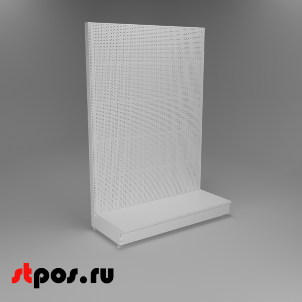 00_НАБОР Стеллаж 25 70 ПЕРФОРИРОВАННЫЙ пристенный1900х1330хо500, 1 полка + плинтус, RAL9016, Белый