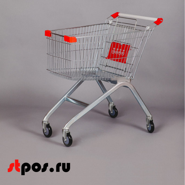 00_Тележка покупательская 125л, 850х540х1050 мм, цинк-лак, (европейский тип),с детским сиденьем,Красный