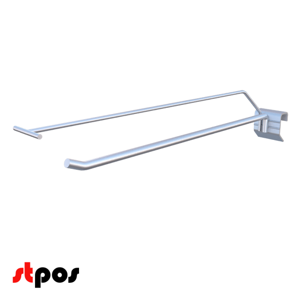 00_Крючок для штанги 40х20 (профиль) одинарный с ценникодержателем 400мм, покрытие цинк-хром, d8 d4