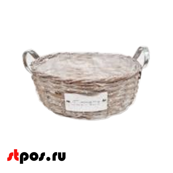 00_Корзина овальная плетенная из натуральной ивовой лозы, внутри пленка, 280х220, Светлая