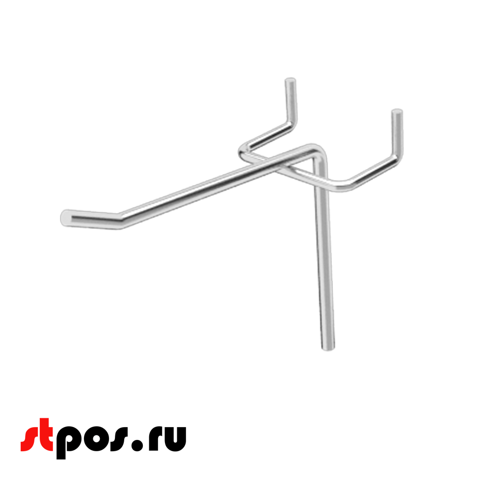 00_Крючок штыревой 75 мм на перфорацию, шаг 50мм, крашеный под Хром