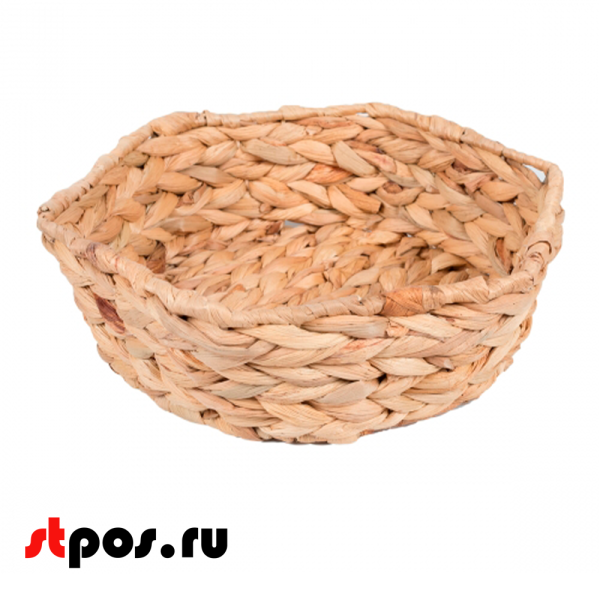 00_Корзинка-миска плетенная из бананового листа, 250х80 мм, Светлая