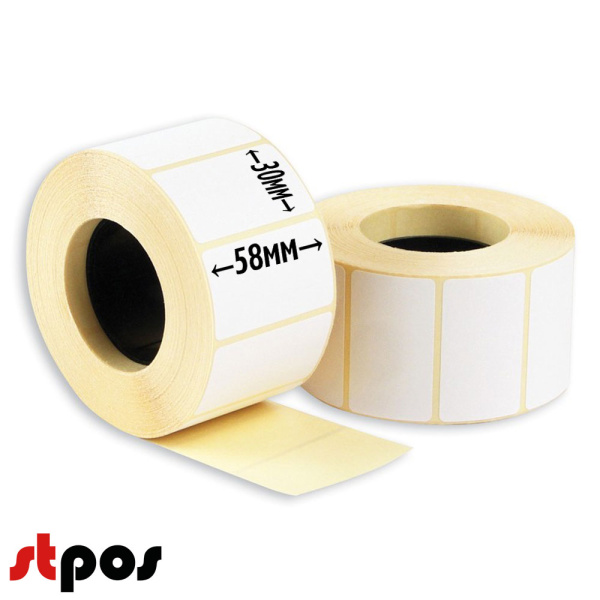 1_Полипропиленовая термо-трансферная этикетка  58х30х1000, (58х30мм, 1000шт, вт40мм)