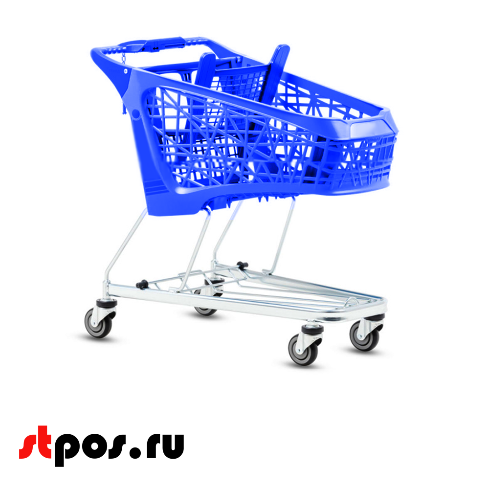 00_Тележка покупательская Salsa 95л,б/платф,задняя стенка,детск.сидение,ручка,Синий 
