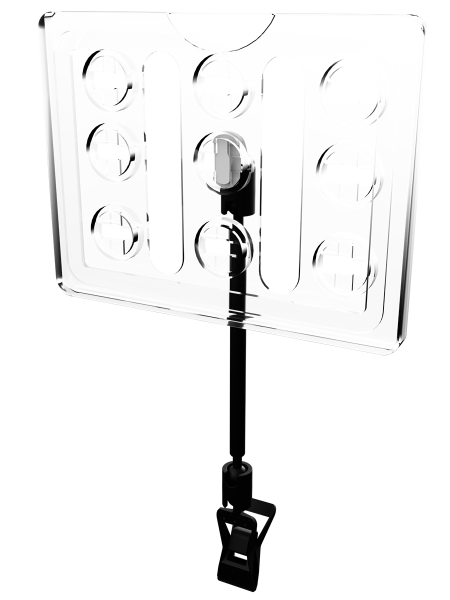 sk_Рамка ТЕХНО А7 прозрачная, черный держатель TECHNO CLIP SMALL-VL, ножка 100мм