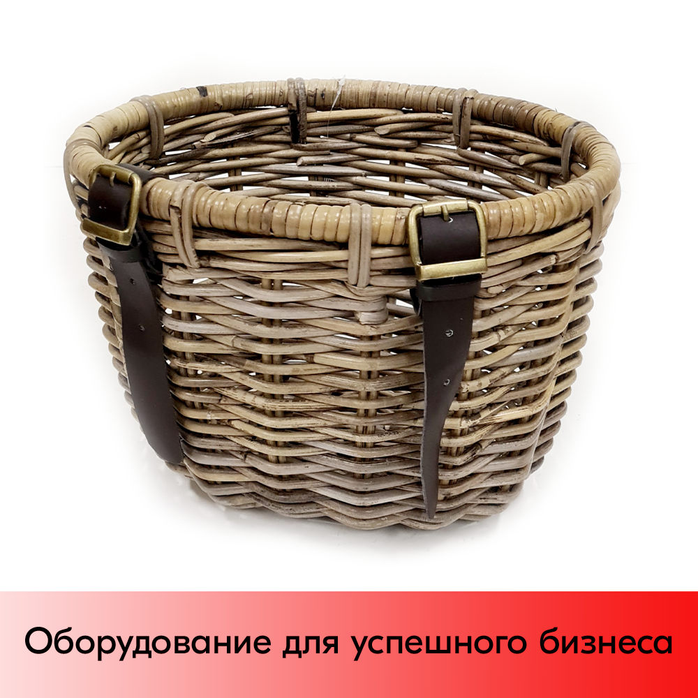 01_Подвесная корзинка плетеная из натурального ротага, 340х290х240 мм, Серый